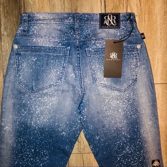 NWT Rock & Republic Splatter Boyfriend Skinny Jeans Size 0M - Picture 8 of 12